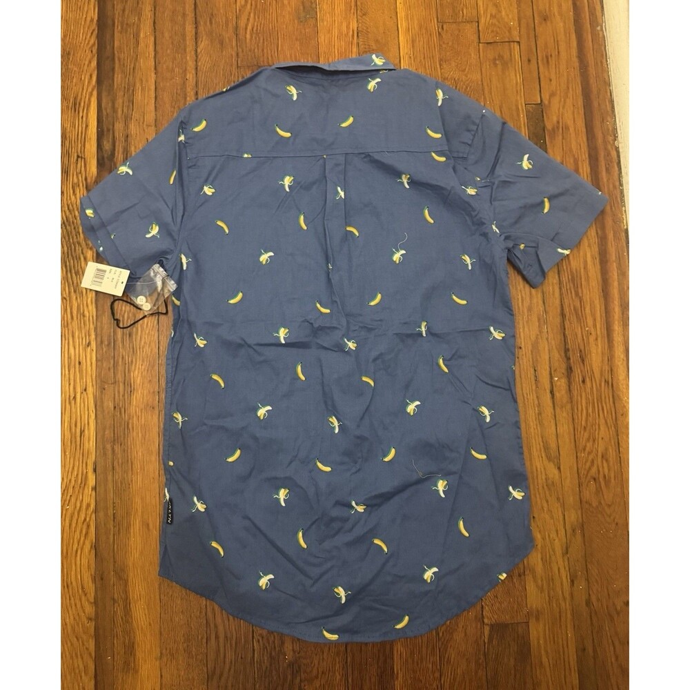 Brooklyn Cloth Casual Shirt Men's S Blue Banana All Over Print Cotton S/S Button